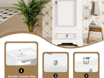 Bathroom Vanity With Sink, Soft Close Door, Adjustable U-Shaped Shelf