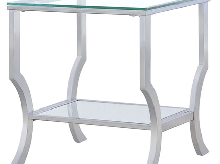 Porch & Den - Square Top End Table Elegance Glass - Chrome