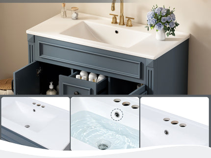 French Simple Style Wall Mounted Bathroom Cabinet With Sink