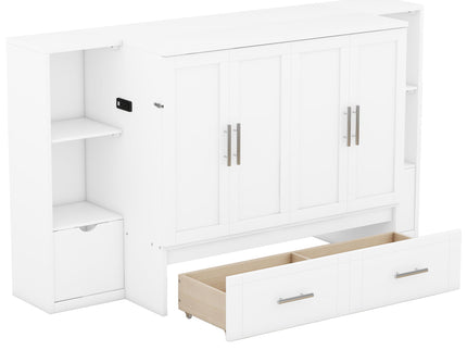 Murphy Bed With Shelves, Drawers And USB Ports