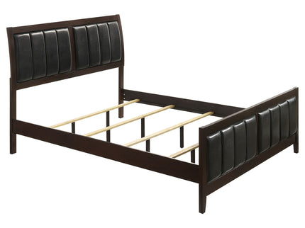 Eastern King Panel Bed With Upholstered Headboard And Footboard - Cappuccino