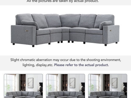 Power Recliner Sectional Sofa Home Theater Reclining Sofa With Two USB Ports, Two Storage Drawers For Living Room