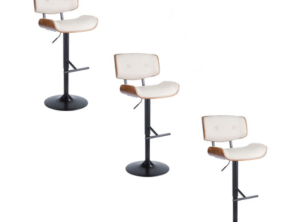 Lombardi - Mid Century Modern Adjustable Barstool With Swivel With Straight T Footrest (Set of 3)
