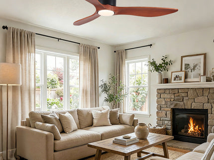 Low Profile Flush Mount Ceiling Fan With Light And Reversible Quiet Motor - Matte Black