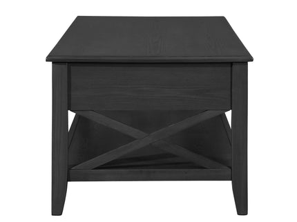 Decatur - Farmhouse Lift Top Coffee Table With Storage - Black / Ash