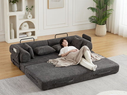 Convertible Sleeper Sofa Bed With Cylindrical Pillow
