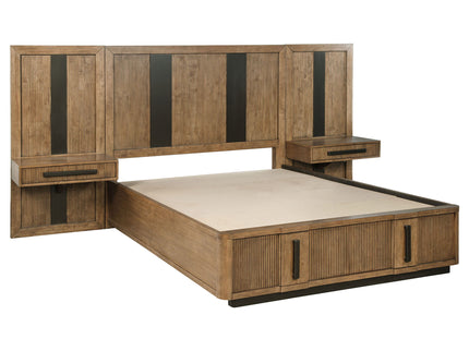 Moraga - Queen Wall Panel Storage Bed With Integrated Nightstands - Ash Brown