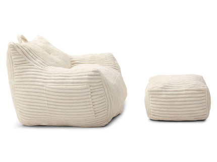 Giant Bean Bag Chair With Armrests And Footstool