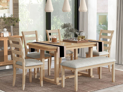 6 Piece Dining Table Set With Ergonomic Seating