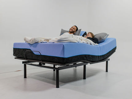 Refresh - 12" Flex Head Latex Foam Hybrid Mattress And Adjustable Base Bundle - Blue - King