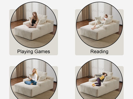 Oversized Chaise Lounge Chair Cozy Cloud Couch With 3 Throw Pillows And Wide Armrest