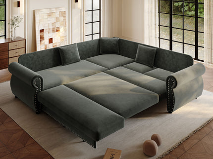 L-Shaped Sofa Couch With Pull-Out Bed