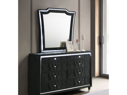 Mika - 8 Drawer LED Dresser With Mirror - Black