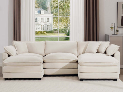 Modern Oversized Modular Cushion Sofa With Ottoman, Low Back, Deep Seating Sofa Set