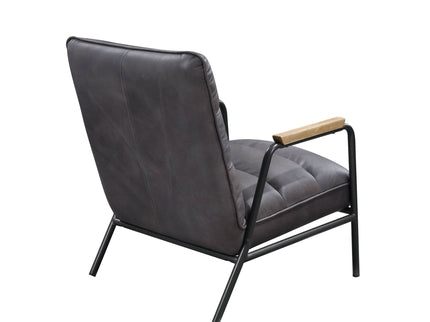 Nignu - Top Grain Leather Matt Iron Accent Chair - Gray