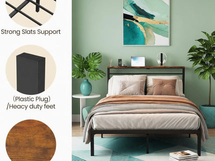 Platform Bed Frame With Charging Station & Headboard Storage
