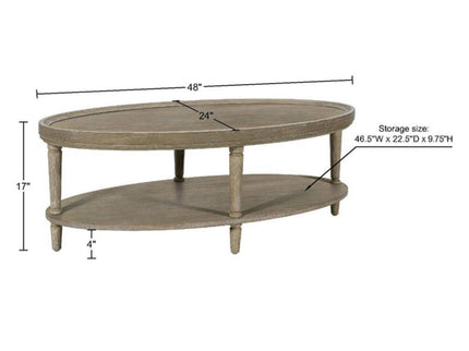 Bedford - Oval Coffee Table With Shelf - Natural