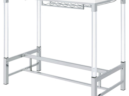 Tonneson - Bar Table With Trestle Base And Wine Storage - White