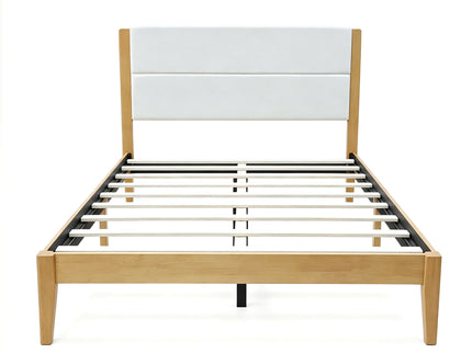 Platform Bed Frame With Upholstered Headboard, Slat Support