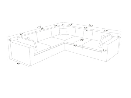Coffee Bean Like Upholstery Full Compressed Modular Sectional With Toss Pillows - Light Gray