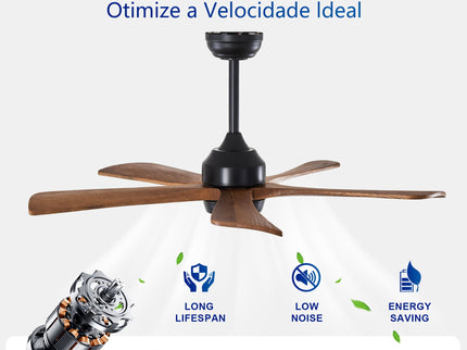 5 Blades Ceiling Fan With Lights Remote Control - Matte Black
