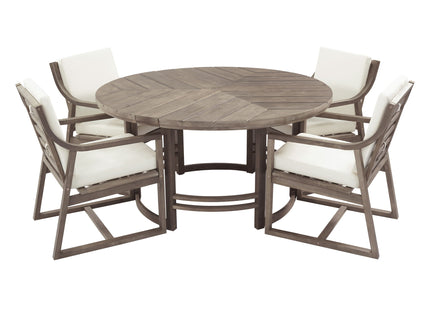 5 Piece Outdoor Dining Set, Patio Table And Chairs With Umbrella Hole