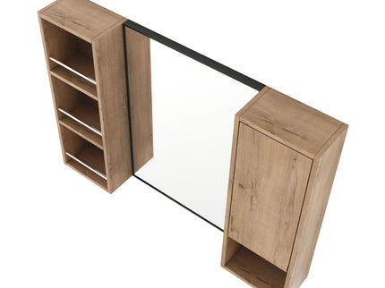 39.4" Wall Mounted Bathroom Cabinet With Storage And - Imitative Oak