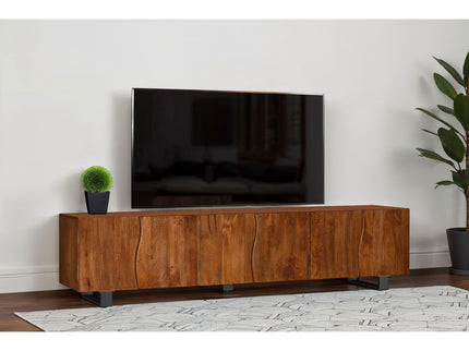 Harper - TV Stand Media Console With Curved Doors - Brown