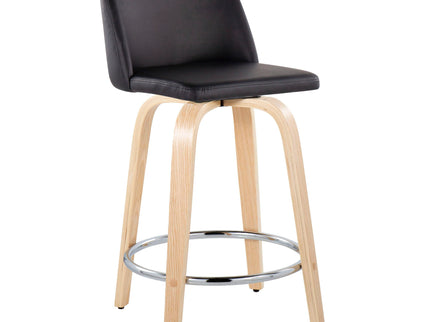 Toriano - Contemporary Fixed Height Counter Stool & Swivel And Round Footrest (Set of 2)