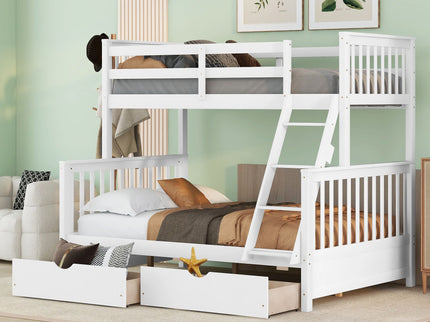 Bunk Bed With Ladders And 2 Storage Drawers
