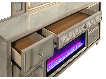 Mika - 8 Drawer LED Fireplace Dresser