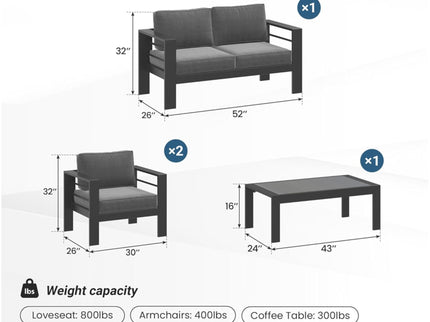 Outdoor Patio Set, All-Weather & Thick Cushions