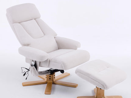 Upholstered Heated Massage 360° Swivel Accent Chair With Ottoman
