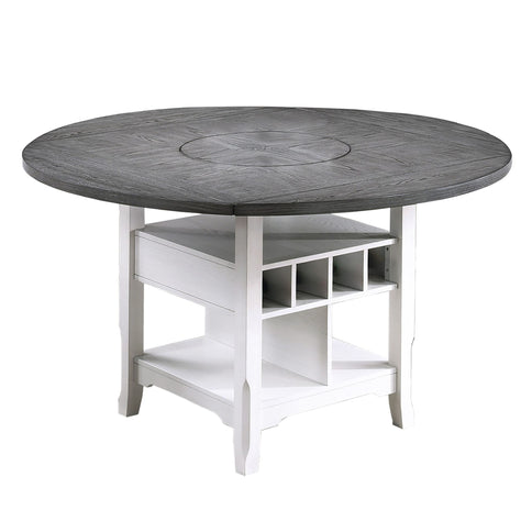 Counter Height Dining Table With Built In Lazy Susan And Storage Shelves