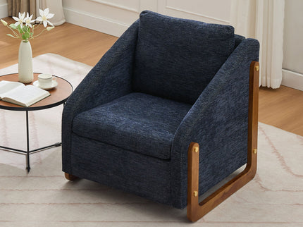Modern Upholstered Armchair With Wooden Side Frame