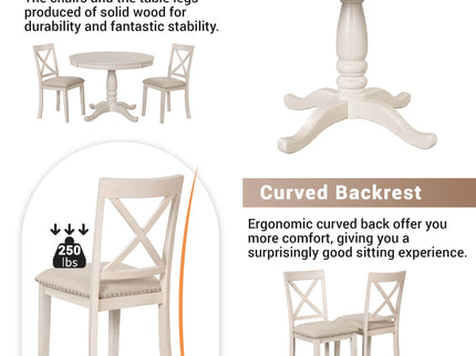 Modern Dining Table Set For 4, Round Table And 4 Kitchen Room Chairs, 5 Piece Kitchen Table Set For Dining Room, Dinette, Breakfast Nook