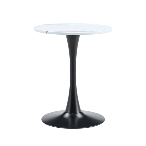 Round Dining Table With Thickened Engineered Wood Top And Metal Pedestal, 23.6" Diameter For Kitchen, Living Room, Small Spaces