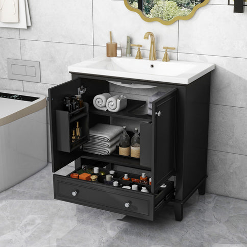 Modern Bathroom Vanity With Sink Combo, Multi Functional Cabinet With Doors And Drawer