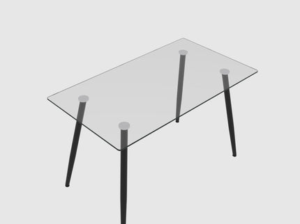 Modern Minimalist Rectangular Glass Dining Table With Tempered Glass Top Metal Legs, For 4 - 6 - Transparent