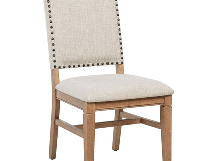 Carlos - 7 Piece Leaf Dining Set Table And Upholstered Chairs - Brown / Beige