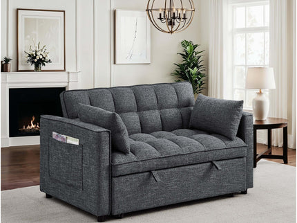 Sienna - Tufted Convertible Sleeper Sofa With Chaise - Gray
