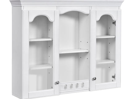 Wall-Mounted Medicine Cabinet With 2 Glass Doors, Adjustable Shelves - White