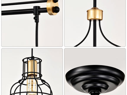 Dining Room Light Fixture / Chandelier Table, 40 -" Hanging For Farmhouse Linear Chandeliers, 5 Light Kitchen Island Lighting Ceiling Chandelier, With Metal Lampshade - Gold / Matte Black