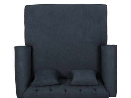 Upholstered Chaise Lounge With Scroll Arms, Turned Legs And 2 Pillows