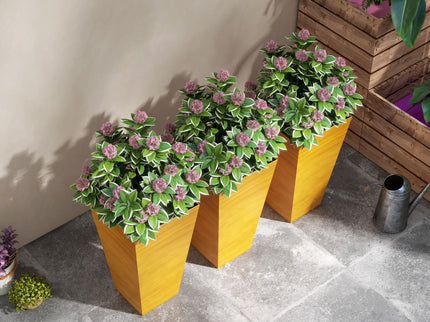 Outsunny - Outdoor Planters (Set of 3) Large Taper Planters With Drainage Holes And Plug, Faux Wood Plastic Flower Pots For Outdoor, Indoor, Garden, Patio