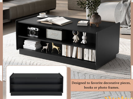 Modern Rectangle Coffee Table With 4 Drawers And 2 Display Shelves
