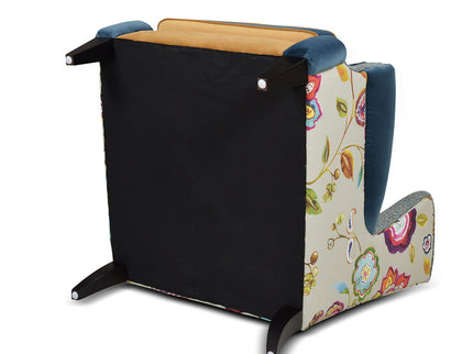 Anya - Boho Chic Wingback Accent Arm Chair - Floral / Leopard / Blue Teal / Yellow Gold