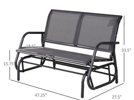 Outsunny - 2 Person Outdoor Glider Bench, Patio Double Swing Rocking Chair Loveseat With Powder Coated Steel Frame For Backyard Garden Porch - Gray