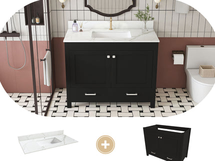 Bathroom Vanity Set, Fluted Cabinet, Soft Close Doors & Drawers - Black