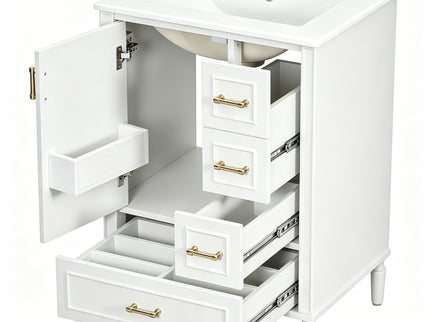 Modern Bathroom Vanity With Sink, Soft Close Doors, 3 Drawers